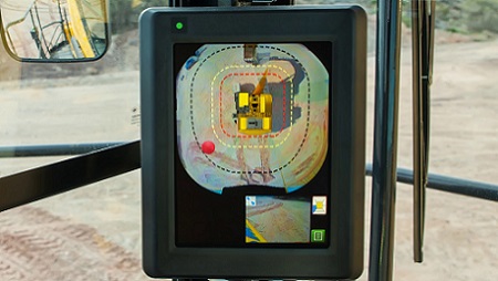 A new camera system allows for a full view around the heavy equipment machine.